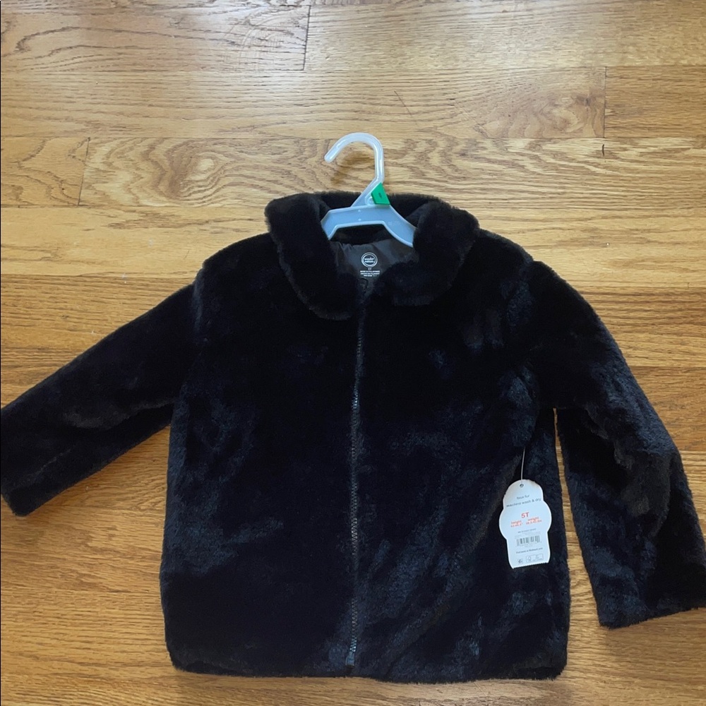 Black Faux Fur Kids Jacket